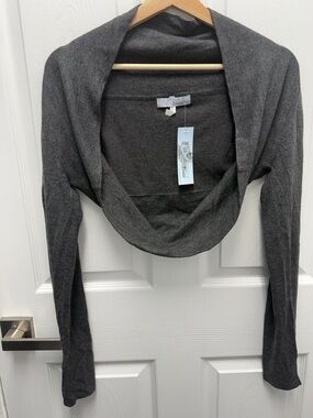 Catwalk Studio Dark Heather Gray Cropped Cardigan Shoulder Shrug Size Small NWT